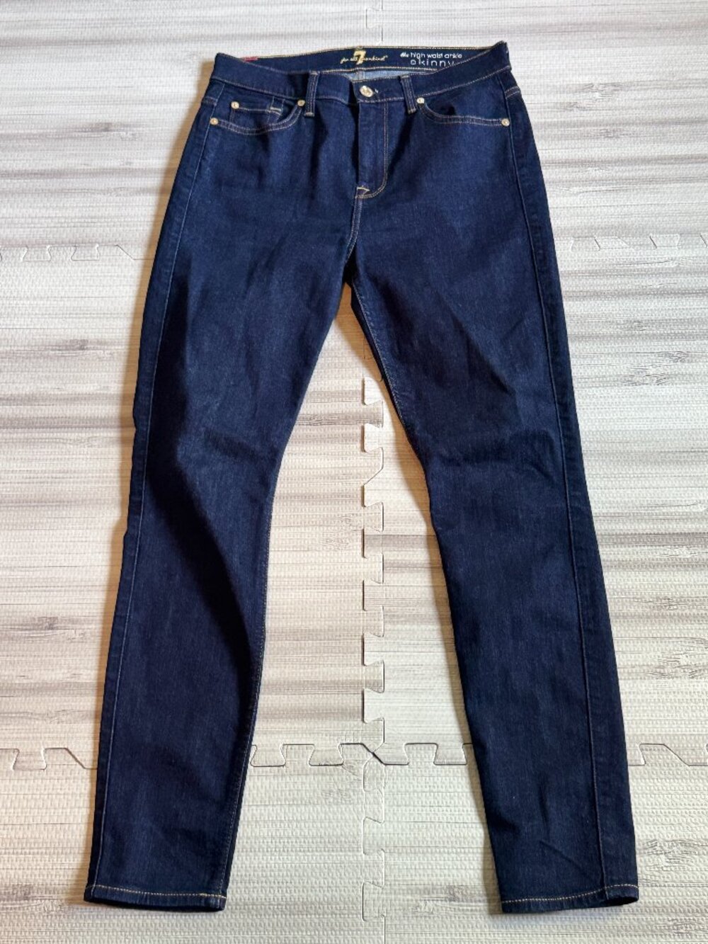 7 For All Mankind Women's Dark Wash High Waist Skinny Jeans